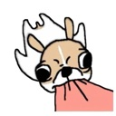 A cartoon dog with wide, panicked eyes and its tongue hanging out in a chaotic expression.