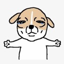 A cartoon dog with teary eyes and an outstretched, pleading posture.