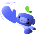 A cute blue creature with a small smile peeking out from behind a corner.