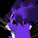 A stylized purple character with a shocked, wide-eyed expression and dramatic motion lines.