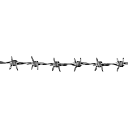 Barbed wire segment rendered in pixel art style against a black background.