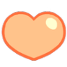 Orange heart shape with a small white highlight on the top right.