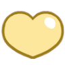 Yellow heart shape with a white highlight on the right side.