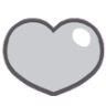 Heart symbol colored in flat grey with a white highlight on the right side.