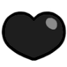 Black heart symbol featuring a small gray glossy highlight on the upper right side.