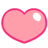 Heart symbol in pink with a small white highlight in the corner.