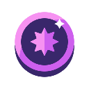 A purple circular coin with a star symbol in the center and a small white sparkle.