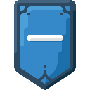 A blue shield icon with a white horizontal bar in the center.