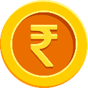 A golden coin with the Indian Rupee symbol embossed in the center.