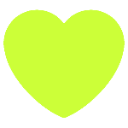 Heart shape rendered in pixel art with a bright lime green color.