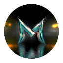 A metallic letter M with blue highlights against a dark background.