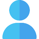 A blue silhouette of a person's head and shoulders representing a generic user profile.