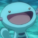 Wooper with a wide, open-mouthed expression of extreme excitement.