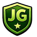 A green shield-shaped badge with the letters JG in bold font above a small star.