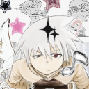 Anime boy with white hair looking down with a smug, bored expression surrounded by floating stars and a music note.