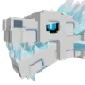 A pixelated white and blue dragon head with crystalline features.