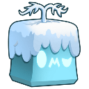 Blizzard cube with a snowy top and a simple, cute face.