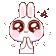 A white cartoon bunny with large sparkling eyes and clasped hands looking excited with yellow stars appearing around its hea…