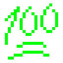 The number 100 rendered in bright green pixel art against a black background.