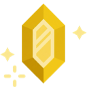 A golden crystal gemstone glowing with small sparkles around it.