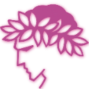 A glowing neon pink laurel wreath crown centered on a black background.