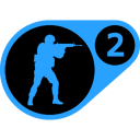 A blue silhouette of a soldier aiming a rifle inside a rounded shape with the number two.