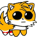 A cartoon fox with large, dark, empty eyes and a neutral expression staring forward.