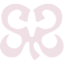 A pink symmetrical abstract knot or clover symbol on a black background.