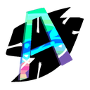 A stylized, multicolored letter A with a graffiti-inspired aesthetic.