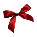 Red ribbon bow tied in a classic knot.
