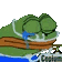 Pepe the Frog wearing an oxygen mask labeled Copium while looking sad and defeated.