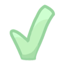 A stylized green checkmark with a soft, hand-drawn appearance.