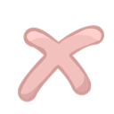 A hand-drawn pink letter X with rounded edges on a black background.