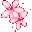 Cherry blossom petal drifting in a pixel art style.