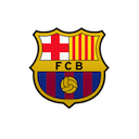 FC Barcelona club crest featuring the red and yellow stripes, cross, and football design.
