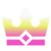 Crown with a gradient from white to yellow to pink and a small diamond detail in the center.