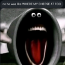 A dark pipe-like creature with googly eyes and a wide, open red mouth screaming.