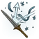 Sword clashing with motion lines and sparks in a stylized anime art style.