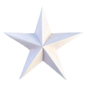 A metallic silver five-pointed star with a 3D beveled design.