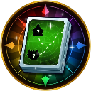 A green map card with mysterious icons floating over a colorful compass background.