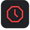 Red clock icon inside an octagon shape on a dark background.