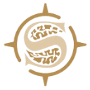 A golden compass emblem with a stylized letter S in the center.