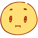 A round yellow face with a blank expression and three floating dots above its head representing silence or confusion.