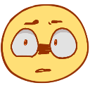 Yellow emoji face with wide, staring eyes and a small, flat mouth expressing intense shock and confusion.