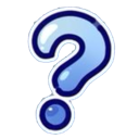 A stylized blue question mark symbol with a glossy finish.