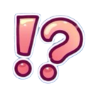An interrobang symbol with a glossy pink and red anime art style.