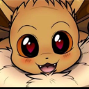 A cute brown creature with blushing cheeks and large eyes featuring heart-shaped pupils looking lovingly.