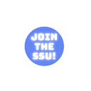 A blue circular button with white pixel text that reads JOIN THE SSU.