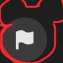 A white flag icon inside a gray circle with a thick red outline.