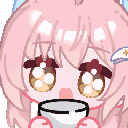 Anime girl with pink hair holding a white tea cup and taking a sip.